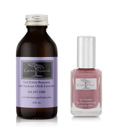 Karma Organic Natural Nail Polish Color with Soybean Lavender Nail Polish Remover - Non Toxic Vegan Cruelty Free Acetone free Wine O'clock + Lavender remover - Buy Online on GoSupps.com
