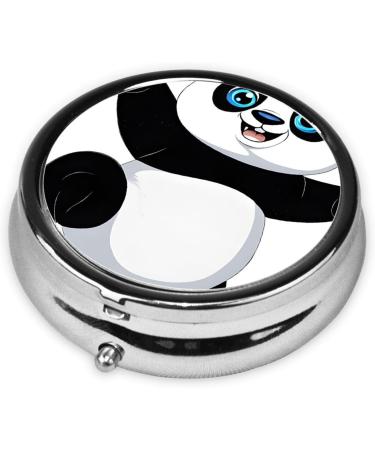 Pandas Printed Mini Round Pill Box - 3 Compartment Organizer for Travel & Home | Portable Medicine Case - Buy Online on GoSupps.com