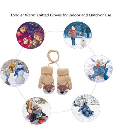iEasey Cute Baby Winter Knitted Mittens | Fox Fleece Lined Gloves for 0-3 Years | Kids Thermal Ski Snow Hand Warmer | Xmas Gift (Brown/Light Brown) - Buy Online on GoSupps.com