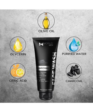 MORAZE Charcoal Face Wash for Men | Best for Oily Skin Acne & Pimples - Shop Internationally - Buy Online on GoSupps.com