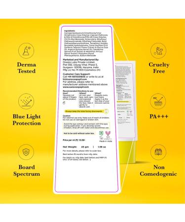 Falak Invisible Sunscreen Cream SPF 40 PA+++ - No White Cast Gel-Based Water & Sweat Resistant for All Skin Types | 45gm - Ideal for Men & Women - Buy Online on GoSupps.com