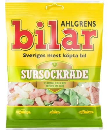 Ahlgrens Bilar Sursockrade - Sour Soft Chewy Marshmallow Cars (100g) - Buy Online on GoSupps.com