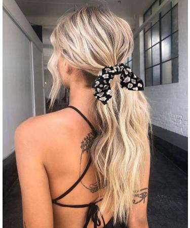 Bartosi Bow Hair Scrunchies - Rabbit Bunny Ear Hair Bands for Women - Pack of 4 Black Leopard - Fashion Hair Accessories - Buy Online on GoSupps.com