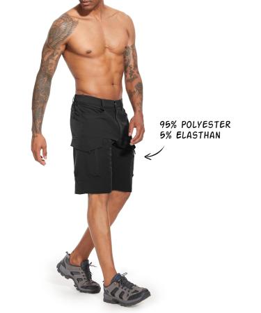 Shop Waspornow Men's Cargo Shorts - 7 Pocket Bermuda Hiking Pants & Chinos | Summer MTB & Work Shorts in Black - Buy Online on GoSupps.com