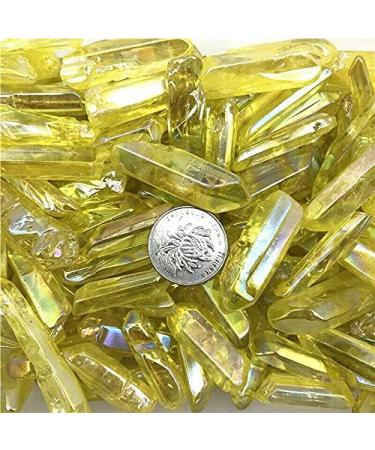 50g Electroplated Yellow Titanium Aura Lemurian Crystal Wand Point Crystal Stone Decor Natural Stones - Stones - - (Size: 50 Grams) Full of Texture - Buy Online on GoSupps.com