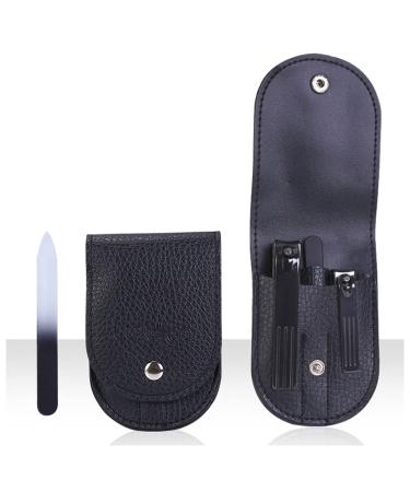Nail Clippers Set Stainless Steel Nail Tools Built-in Nail File Portable Nail Clippers 3 Pieces Travel Travel Black