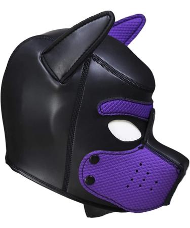 Yiqin RWSX Soft Latex Dog Mask for Pet Play | Removable Mouth & Ears | XL Purple | Perfect for Halloween & Parties - Buy Online on GoSupps.com