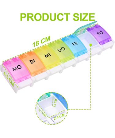 Jsdoin 7-Day Pill Box | Rainbow Pill Organizer with 7 Compartments | Easy to Open Medicine Box - Buy Online on GoSupps.com