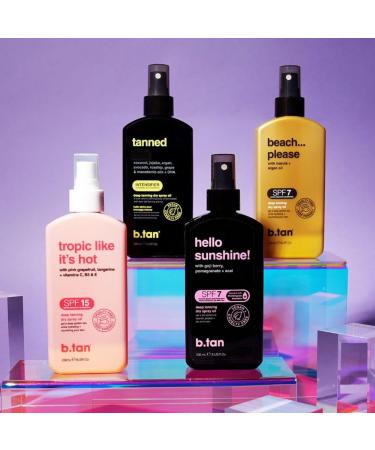 b.tan SPF 7 Tanning Oil Sprays & Aloe Vera Kit | 3 Pack Suncare Bundle - 2 Dark Dry Spray Tanner Browning Oil with 1 Pack Face & Body Cooling Aloe Gel - Buy Online on GoSupps.com