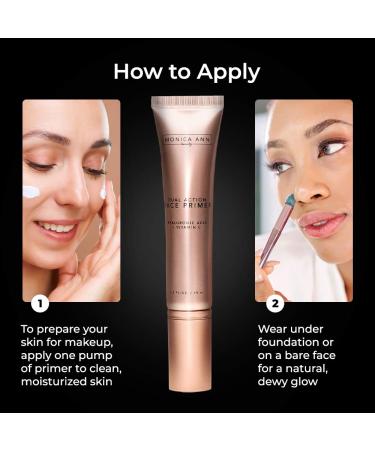 Monica Ann Beauty Dual-Action Face Primer - 15 mL | Hydrating Makeup Primer with Vitamin C & Hyaluronic Acid | Pore Minimizer & Foundation Primer - Buy Online on GoSupps.com