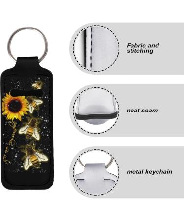 Lip Balm Keyring for Women Girls Clip on Elastic Chapstick Sleeves Sunflower Bee - Buy Online on GoSupps.com