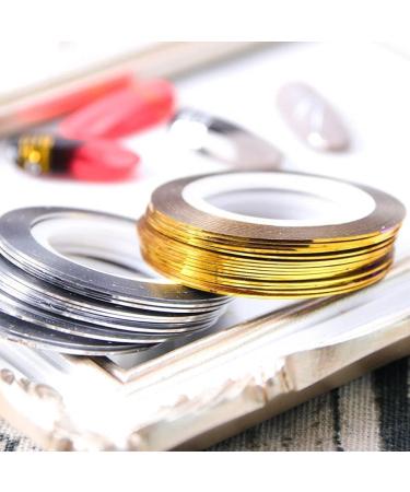 20 Rolls Gold & Silver Striping Tape | Nail Art Sticker Polish Transfer | Adhesive Foils for Manicure Decoration - Buy Online on GoSupps.com
