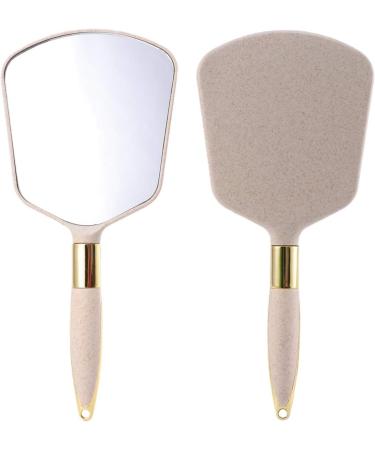 Minkissy Hand Mirror - Travel Size Makeup Mirror with Handle for Personal Beauty (Beige) - Buy Online on GoSupps.com