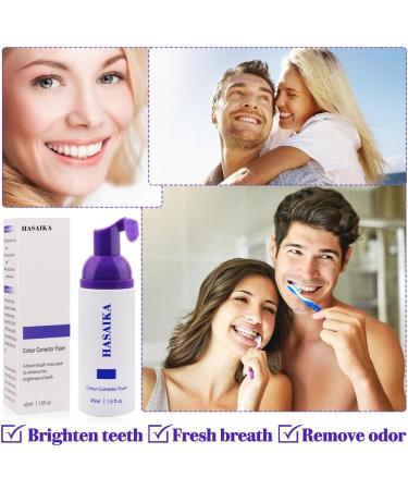 HASAIKA Color Correcting Mousse Toothpaste Purple Teeth Whitening Toothpaste Brighter Teeth Fresh Breath Toothpaste to Cancel Yellow Stains 45ml - Buy Online on GoSupps.com
