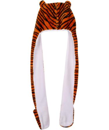 IBLUELOVER Kids Winter Hat Gloves Scarf Set - Brown Tiger Cartoon Animal Hooded 3-in-1 Faux Fur Party Hat & Gloves with Pockets - Buy Online on GoSupps.com
