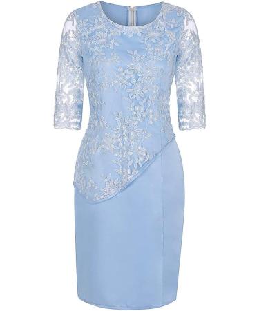 Womens Plus Size Floral Lace Sheath Dress - Knee Length Work Casual Party Cocktail (XXXL Blue-1) - Buy Online on GoSupps.com