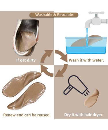 Large 2 Pairs Latte Gel Arch Support Insoles with Heel Cushions for Pressure Relief - Adhesive Pads for Sandals, Flip Flops, Flats, and Dress Shoes - Buy Online on GoSupps.com