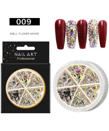 8 Wheels Fashion Manicure Nail Art Mixed Metal Nail Rhinestones Glitters Flower Shell Beads 3D Shell Flower(001) - Buy Online on GoSupps.com