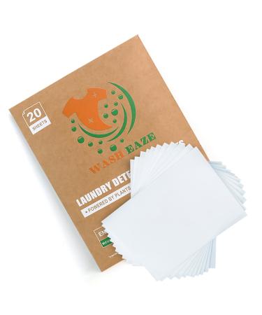 WashEaze Laundry Washing Detergent Strips 20 Sheets Contains 40 Loads-Eco Friendly Magic Laundry Travel Sheets for Hand and Machine Washing-Biodegradable Hypoallergenic Non-Toxic & Plastic-Free