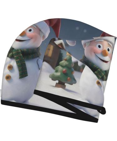 Christmas Santa Snowman Coral Velvet Hair Drying Cap | Quick-Dry Towel Wrap for Men & Women Perfect for Travel & Home - Buy Online on GoSupps.com