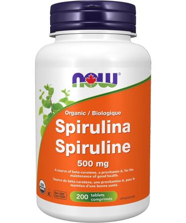 NOW Supplements Organic Spirulina 500mg Tablets 200 Count