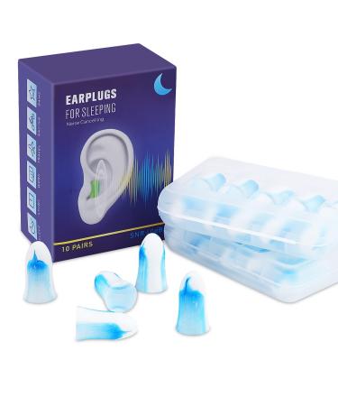 Ear Plugs for Sleeping Noise Cancelling - Hush Plugz 10 Pairs 40db Foam Earplugs Noise Reduction  Reusable and Ultra Soft Hearing Protection for Snoring  Work  Shooting and All Loud Events Foam Blue