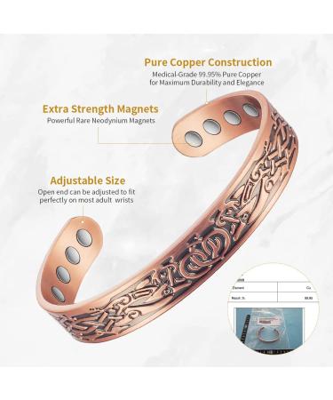 ENERCOPPEX Solid Copper Magnetic Bracelet - 99.9% Purity 8 Powerful Magnets Adjustable for Men & Women - Buy Online on GoSupps.com