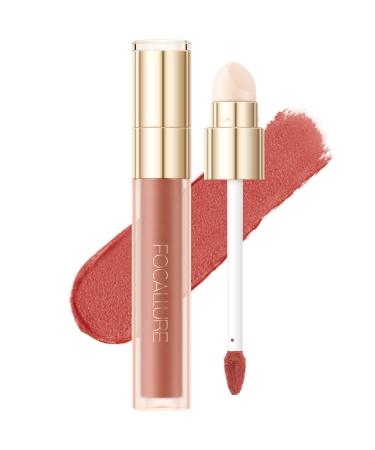 FOCALLURE Misty Matte Liquid Lipstick Build-in Sponge Lip Brush Waterproof Long-lasting Lip Mud Dual Use Cheek and Lip Tint 103