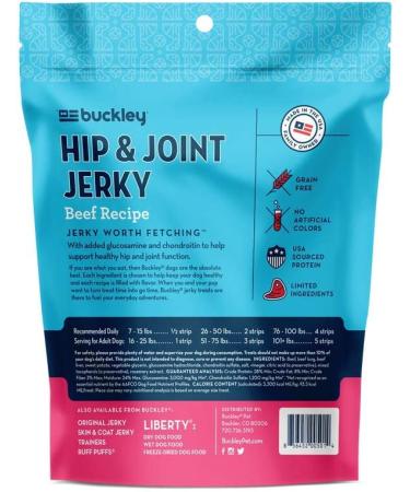 Buckley Healthy Hip & Joint Dog Treats - Beef Jerky, 5 oz - Buy Online on GoSupps.com