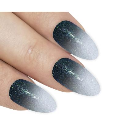 False Nails Bling art Grey white Gel Ombre Almond Stiletto Long Fake Tips
