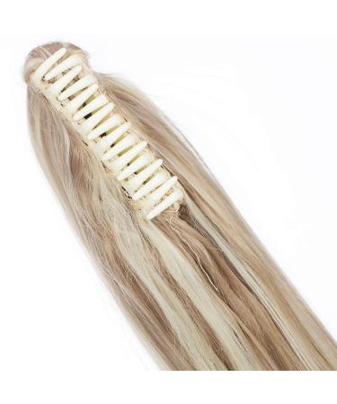 Ponytail extension ponytail hair extension braid braid with butterfly clamp hair piece hair smooth heat resistant like real hair smooth-sandy blonde & blonde 66 cm
