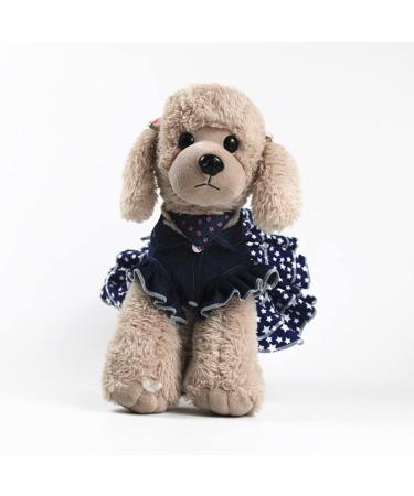 Barrageon Dogs Kneid Sweet Princess Rock Clothing - Summer Bowknot Outfit for Puppies & Cats | Blue Yellow Stripes | Medium Size (20 cm Back Length) - Buy Online on GoSupps.com