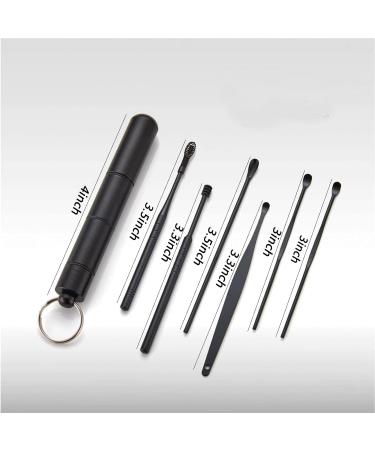 Grang Ear Pick Earwax Removal Kit - 6 Pcs Stainless Steel Ear Cleaning Tools with Keychain Box - Reusable & Utility Ear Cleaner Set - Black - Buy Online on GoSupps.com