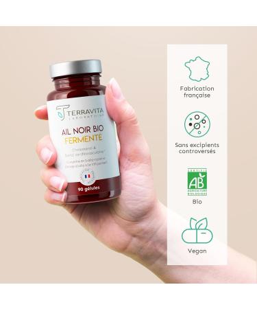 Fermented BLACK GARLIC ORGANIC | S-Allyl-Cysteine titrated extract | 250 mg per Capsule | Fight against blood lipids - Heart Health - Circulation | 90 Capsules without taste | Made in France | - Buy Online on GoSupps.com