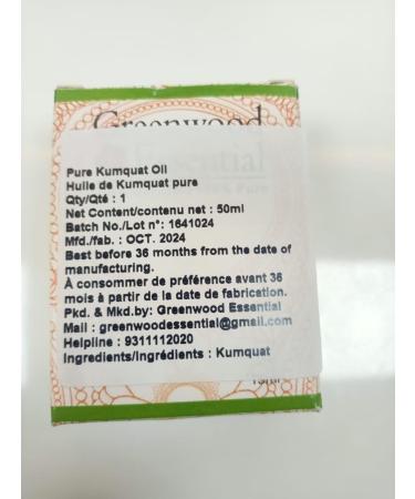 Greenwood Essential Pure Kumquat Oil (Fortunella japonic) with Glass Dropper Cold Pressed 50ml (1.69 oz) - Buy Online on GoSupps.com