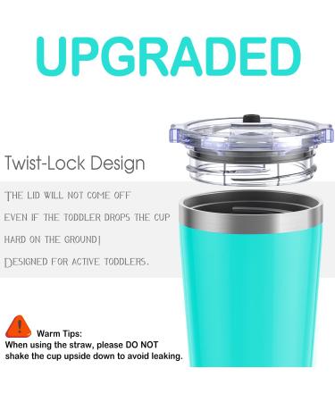 Signice Kids Cups with Straw Lid 2 Pack - Leak Proof 8.5 Oz Stainless Steel Tumbler for Toddlers - BPA Free Baby Smoothie Cup - Vacuum Insulated - Aqua & Blue - Buy Online on GoSupps.com