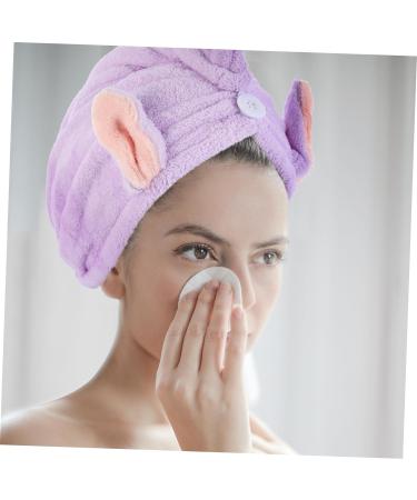 MAGICLULU 2pcs Bunny Ears Dry Hair Hat Hair Ring Aldult Coral Fleece Violet - Buy Online on GoSupps.com