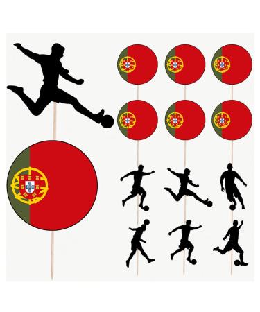 Portugal Football Silhouette Flag Mix Party Food & Cupcakes Picks Decorations Toppers (pack of 14)