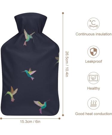 Hot Water Bottle with Lid - Hummingbird & Birds Pattern | Rubber Pain Relief Bag for Cramps & Foot Warmer | Hot & Cold Therapy - Buy Online on GoSupps.com