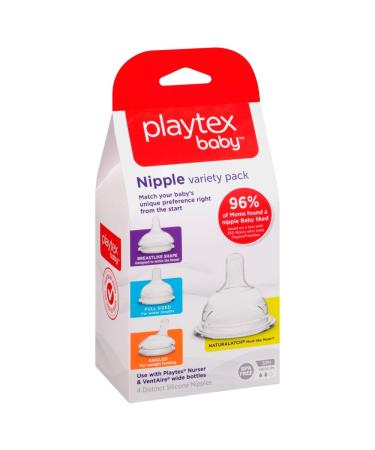 Playtex Nipple Variety Kit Medium Flow 4-Count - Breastfeeding Essentials - Buy Online on GoSupps.com