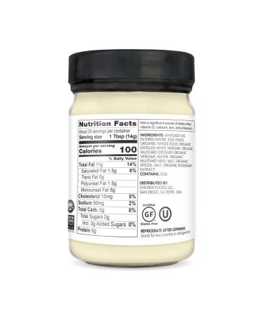 Chosen Foods 100% Avocado Oil Mayonnaise - Gluten & Dairy Free, Keto & Paleo Friendly, 12 fl oz - Buy Online on GoSupps.com