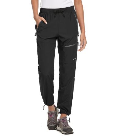 BALEAF Women's Hiking Pants Quick Dry Lightweight Water Resistant Elastic Waist Cargo Pants for All Seasons 02-black Large