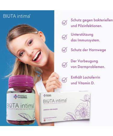 BIOTA Intima Capsules - Advanced Vaginal Probiotics with 180 Billion CFU 6 Strains of Lactobacillus Lactoferrin & Vitamin D for Women's Health - Buy Online on GoSupps.com