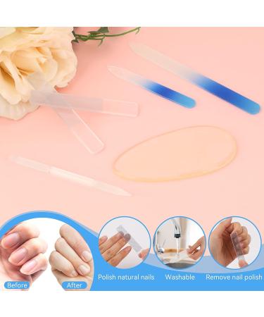 6 Pcs Crystal Glass Fingernail Files Set for Natural Nails - Manicure Pedicure Nail Files with Cuticle Pusher and Callus Remover - Buy Online on GoSupps.com
