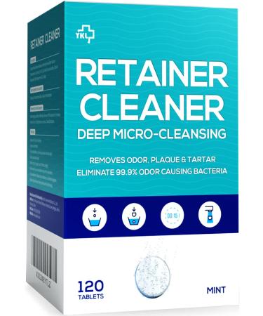 Retainer & Denture Cleaner Tablets 120 Pcs (4 Months Supply) - Retainer Cleaner Tablet for Retainers, Dentures, Night & Mouth Guard, Removable Dental Appliance, Removes Stains & Plaque, Mint Flavor
