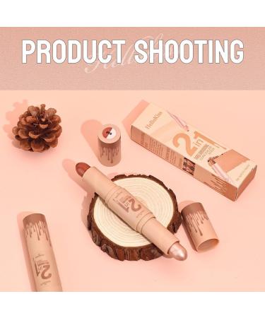 2in1 Highlights and Contour Sticks Highlight & Contour Bronzer Contour Stick cool tone contour Long Lasting & Waterproof Contour Sticks Kit For Light Skin Face Makeup (Light Beige + Light Brown) - Buy Online on GoSupps.com