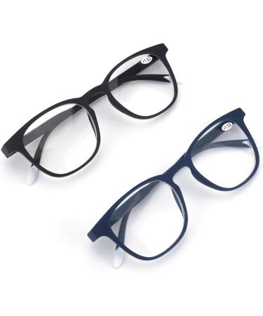 Lanlang 2-Pack Blue Light Blocking Reading Glasses for Men - Anti-Eyestrain & UV Protection Stylish Black & Blue - Available in 0-4.0 Diopters - Buy Online on GoSupps.com