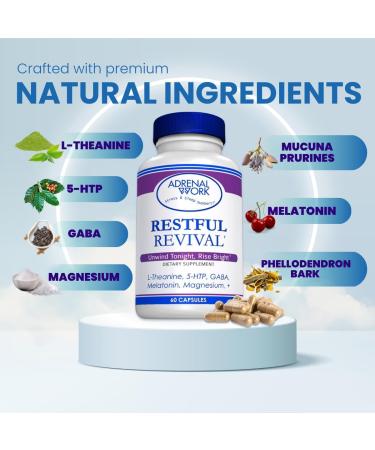 Relax with Restorative Sleep Capsules - L Theanine 400mg, GABA, 5 HTP, L Tryptophan, Magnesium for Sleep & Mood Support Supplement, Natural Sleep Aids for Adults, 60 Organic Capsules - Buy Online on GoSupps.com
