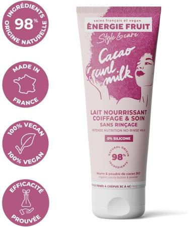 ENERGIE FRUIT | Lait coiffant sans silicone | Beurre & poudre de cacao | Cheveux Fris s & Cr pus | Vegan Marron 200.00 ml (Lot de 1) - Buy Online on GoSupps.com