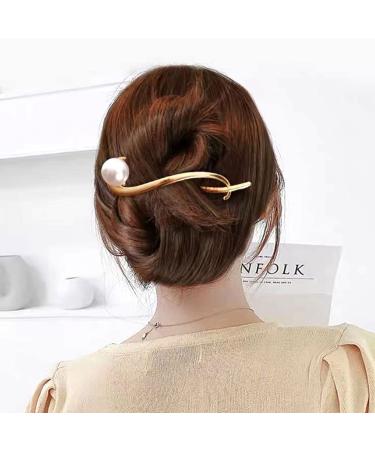 KuuGuu 4 PCS Pearl Hairpin Barrettes for Women - Wedding Bridal Hair Pins with Rhinestones in Gold & Silver - Buy Online on GoSupps.com